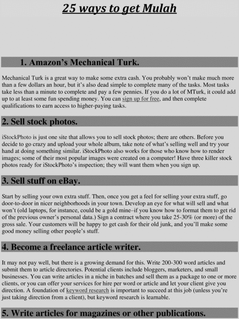 Product picture 25 Ways To Get Mulah