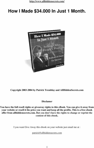 Product picture How To Make $34,000 In less than a month Online. Guaranteed!